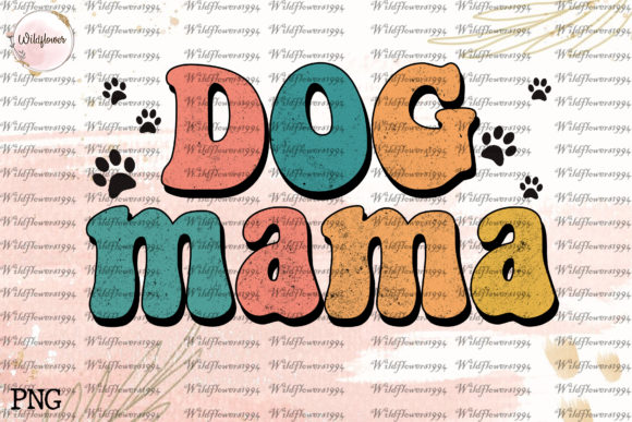 Dog Mama Retro PNG Design Sublimation